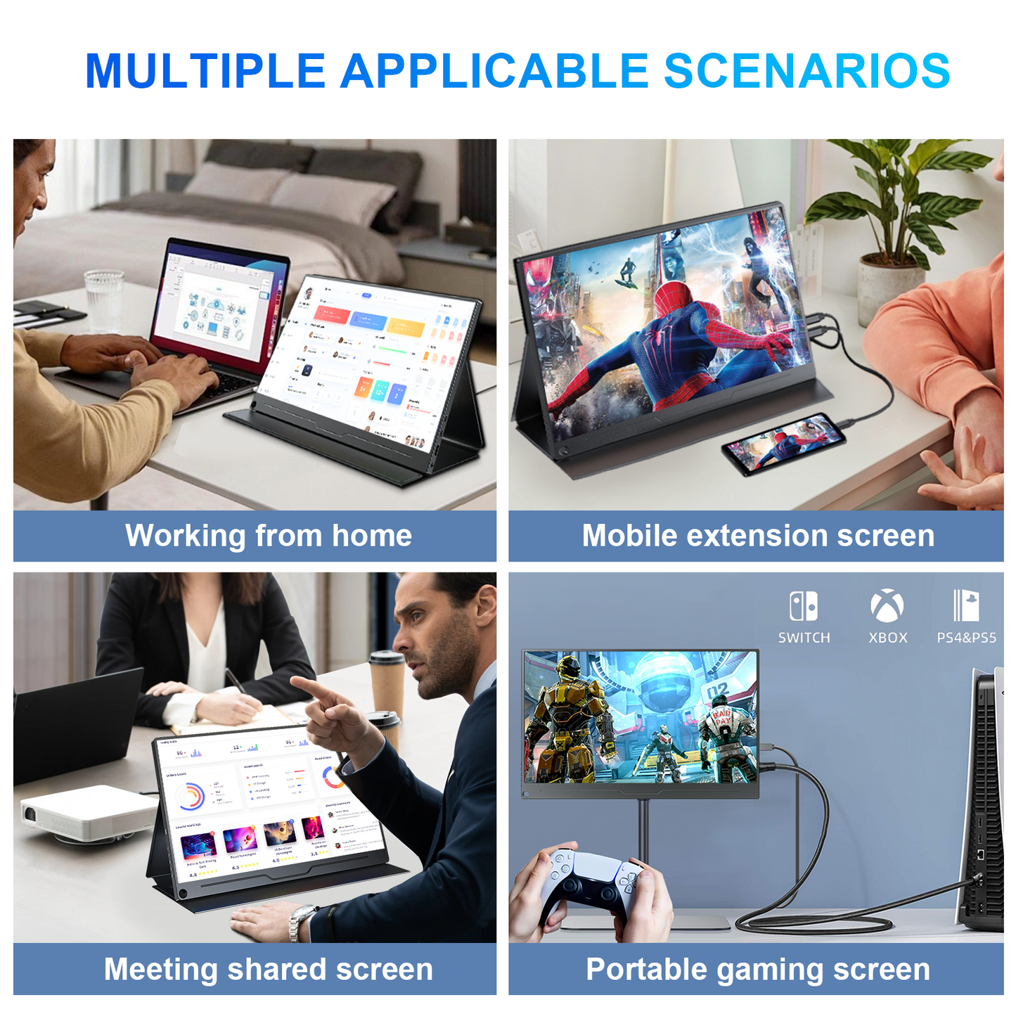 Unew 15.6 inch 4K 3840x2160 Portable Gaming Monitor | USB-C/HDMI | for Tablet/Computer/Xbox/Switch/Laptops/Phone VESA 75*75mm