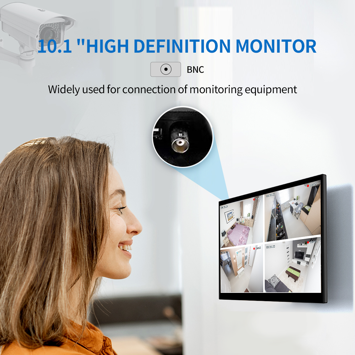 Unew 10.1 inch Monitor 1280X800 Industrial Display for Office Home CCTV Support VAG HDMI AV BNC DVI With Stand Speaker