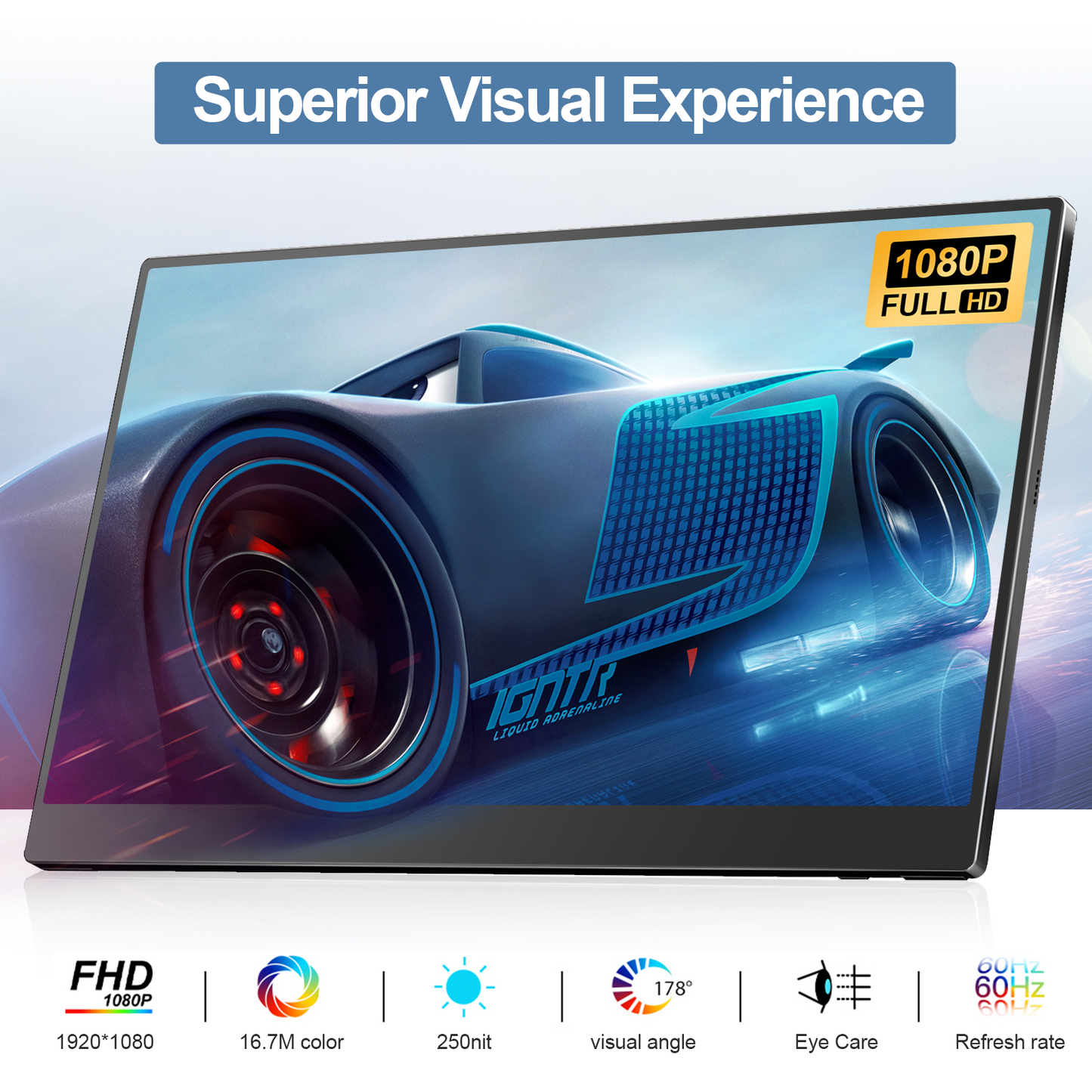 Unew 15.6 inch Portable Monitor with 1920x1080 Office Travel Second Screen for Laptop iPhone Xbox Switch PS4 With Stand