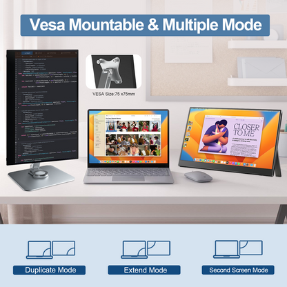 Unew 15.6 inch Portable Monitor with 1920x1080 Office Travel Second Screen for Laptop iPhone Xbox Switch PS4 With Stand