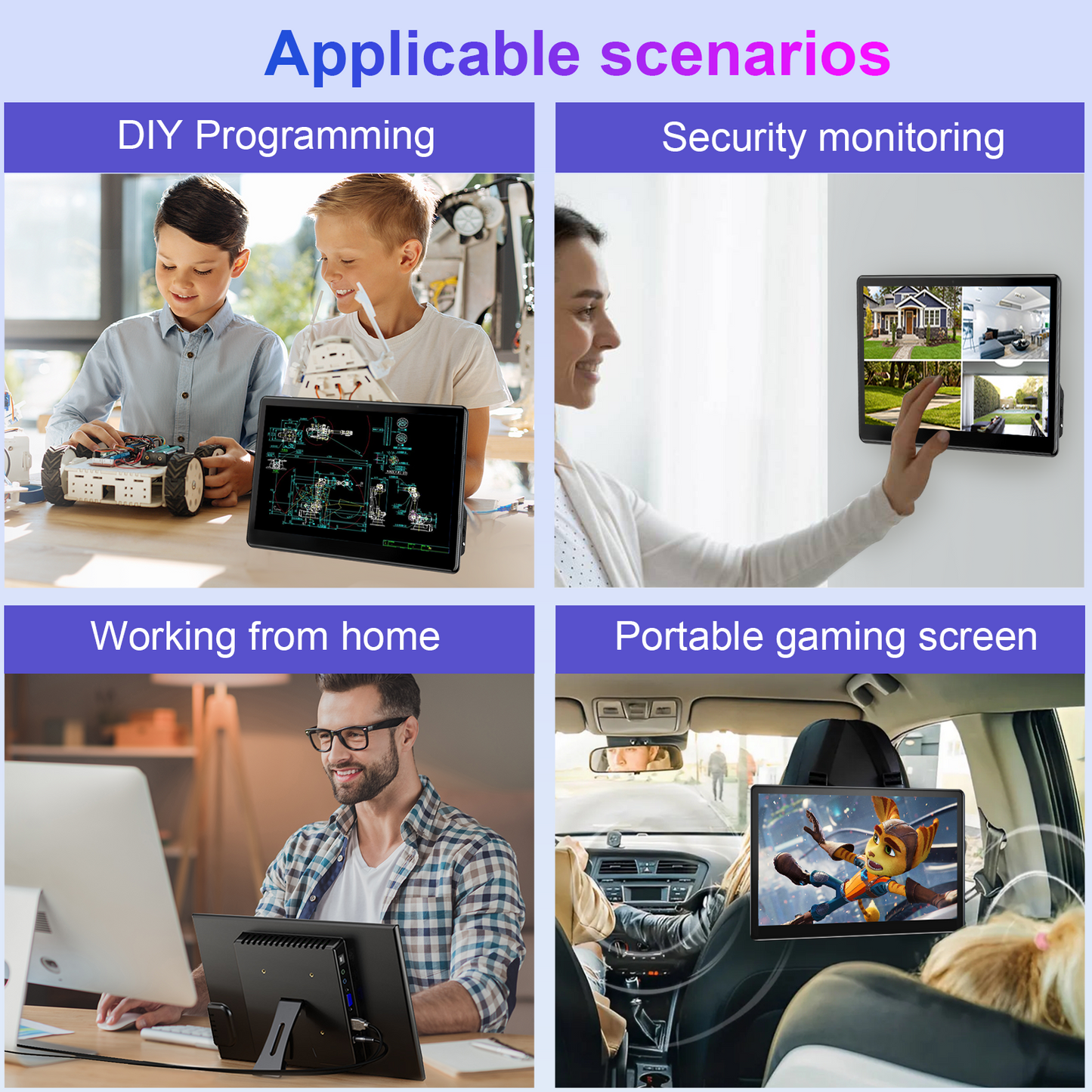Unew 13.3 inch Touch Screen Monitor FHD 1920x1080 Suitable for Phone Laptop Inside Speaker Compatible with HDMI VGA USB Type-C