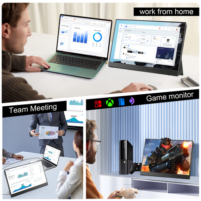 Unew 15.6 inch Portable Monitor with 1920x1080 Office Travel Second Screen for Laptop iPhone Xbox Switch PS4 With Stand