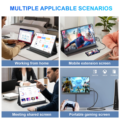 Unew 15.6 inch 4K 3840x2160 Portable Gaming Monitor | USB-C/HDMI | for Tablet/Computer/Xbox/Switch/Laptops/Phone VESA 75*75mm