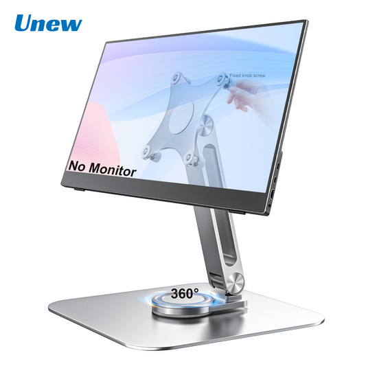 Unew 360 °  Aluminum Alloy Stand for Portable Monitor Desktop M4 Screw VESA 75x75mm With 5KG Load Capacity Ultra Stable Suit for 10~21.5 inch Monitor