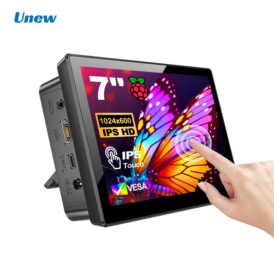 Unew 7 inch Touchscreen Monitor 1024x600 IPS Display for Raspberry Pi 5 4 3 for Laptop Phone
