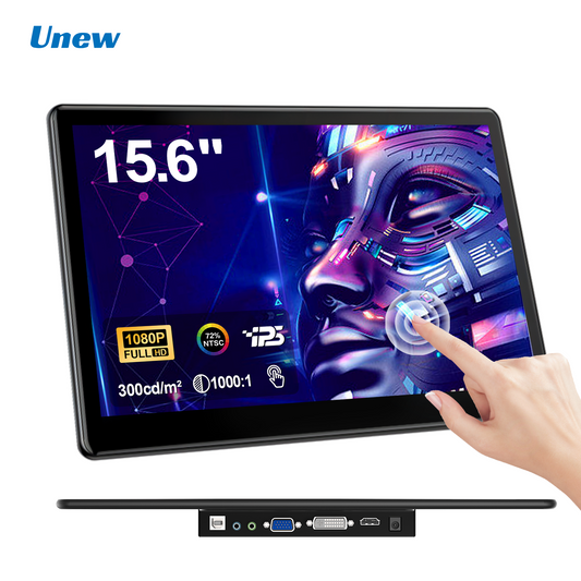 Unew 15.6 inch Touch Monitor 1920x1080 Display for PC Laptop Second Screen VGA USB AV HDMI Type-C Video Input
