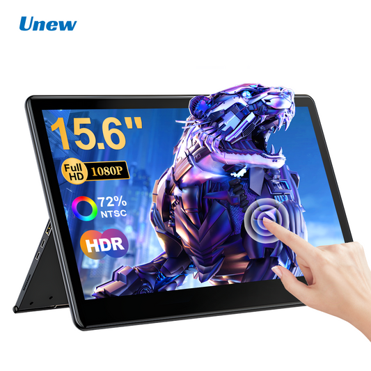 Unew 15.6 inch Portable Monitor Touchtable 1920x1080 Second Screen Display HDMI Type C Gaming Monitor for Xbox Switch PS Laptop PC