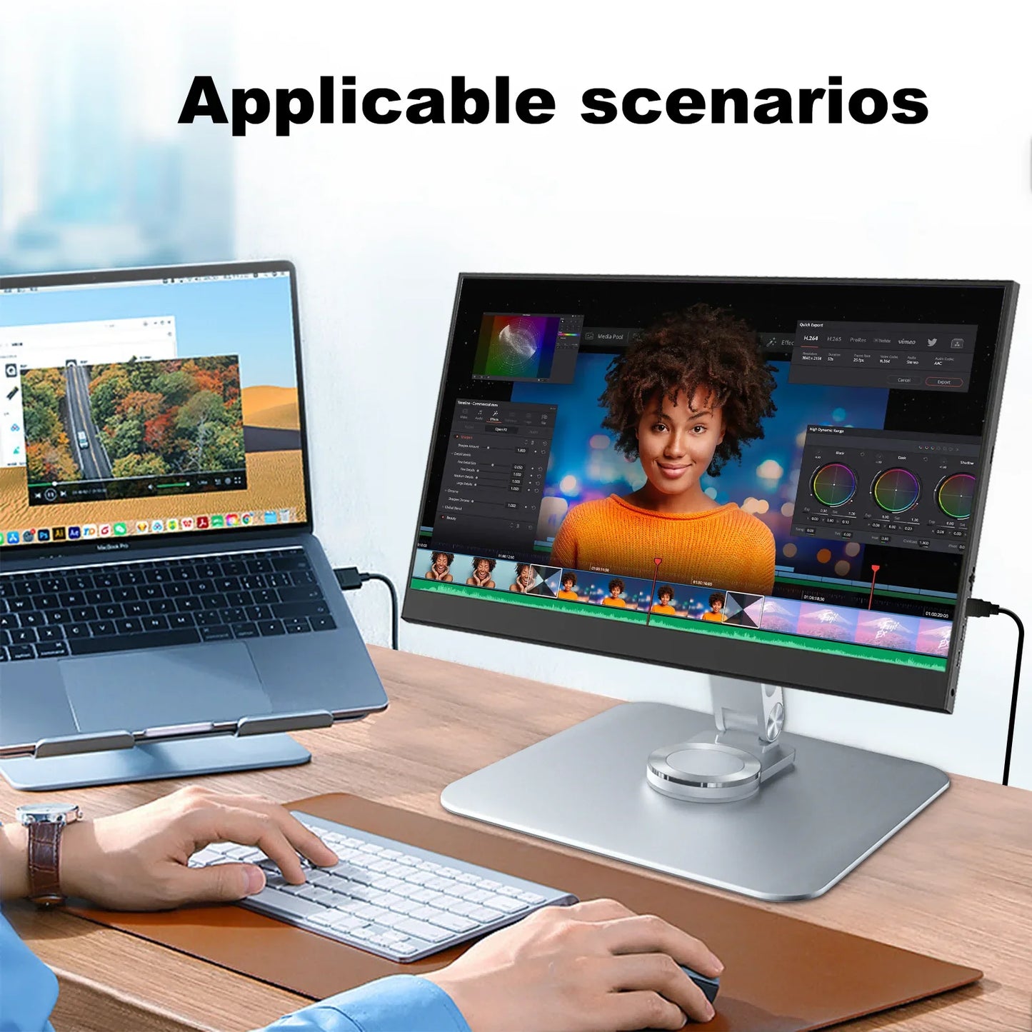 Unew 360 °  Aluminum Alloy Stand for Portable Monitor Desktop M4 Screw VESA 75x75mm With 5KG Load Capacity Ultra Stable Suit for 10~21.5 inch Monitor