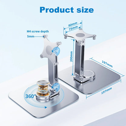 Unew 360 °  Aluminum Alloy Stand for Portable Monitor Desktop M4 Screw VESA 75x75mm With 5KG Load Capacity Ultra Stable Suit for 10~21.5 inch Monitor