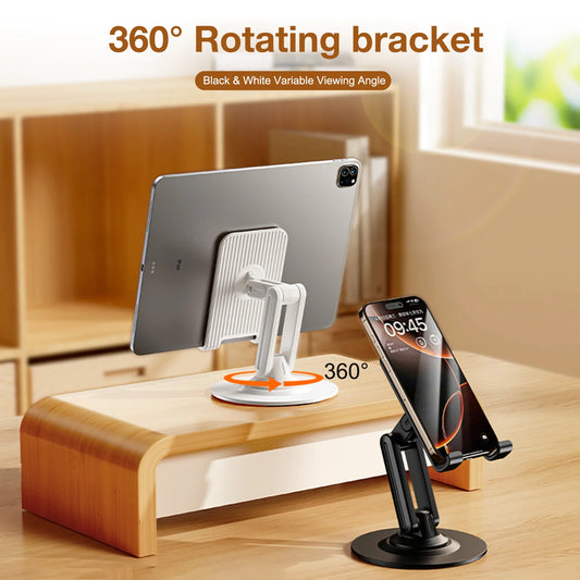 Unew 360 Rotating Foldable Phone Holder - Metal Base, Angle Adjustable for iPhone iPad & All Mobile Phone Portable Monitor